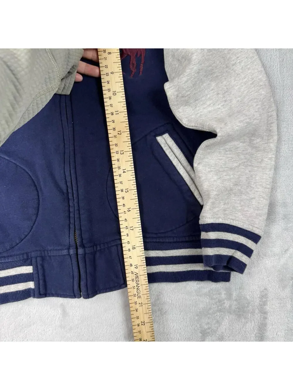 Polo Ralph Lauren Zip Jacket Big Pony Spellout Varsity Kids Size M (10-12) Flaw